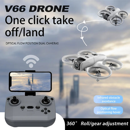 V66 Mini Drone 4K Profesional Dual Camera Headless Mode Obstacle Avoidance WiFi FPV Dron 360° Flip RC Quadcopter Toys for Kids