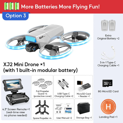 AXNEN XJ2 Mini Drone 8K HD Camera, Foldable Brushless RC Quadcopter, Remote Control Toy for Kids Teens Beginners, Gift Drone