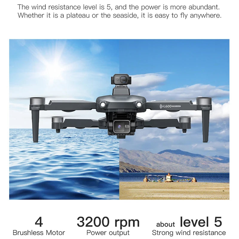 L600 PRO/L600 Pro Max 4K Professional Drone 3-Axis Gimbal RC Quadcopter 3KM Flight Mini Dron Smart Obstacle Avoidance Aircraft