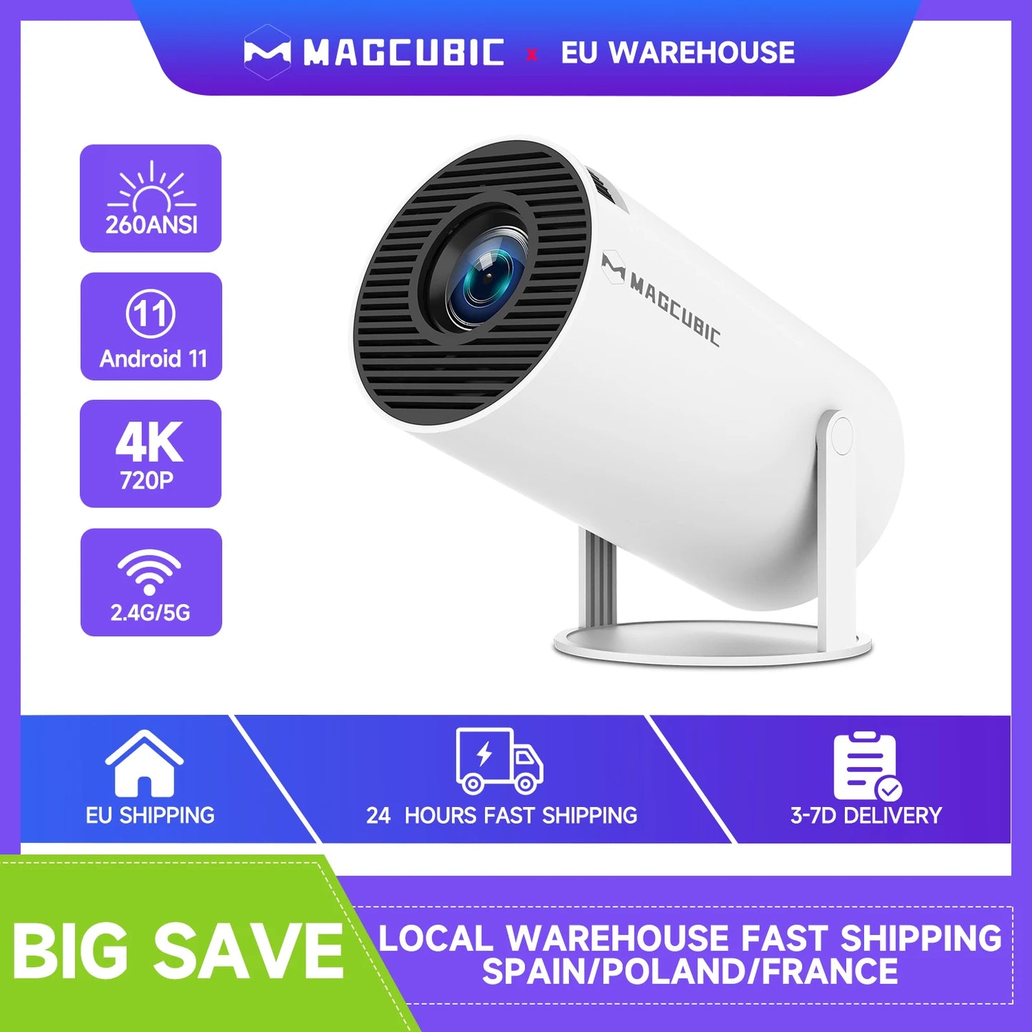 Magcubic Projector 4K Android 11 HY300 Pro Wifi6 290ANSI Allwinner H713 BT5.0 1080P 1280*720P Cinema Outdoor Portable Projetors